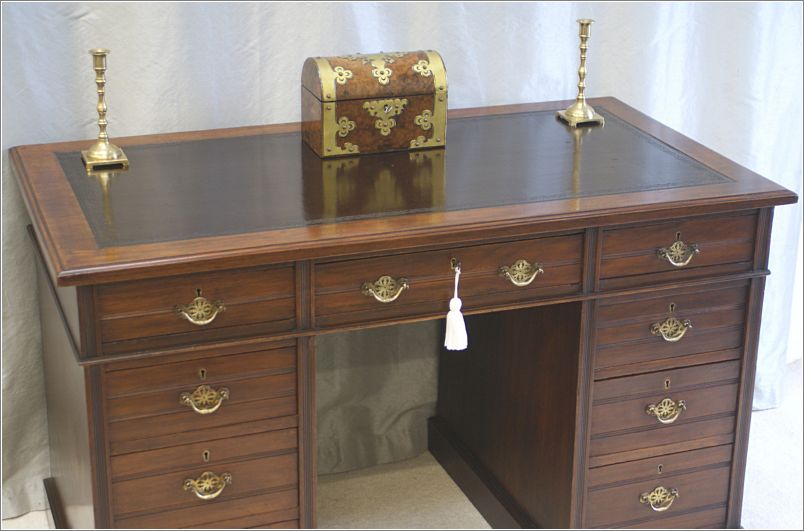 2062 Small Antique Walnut Pedestal Desk JAS Shoolbred (5)